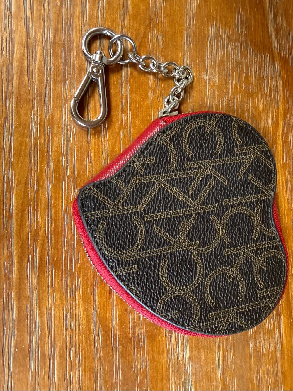 Calvin Klein Heart Coin Pouch Keychain - Red Trim